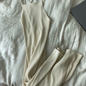 Zara Cream MIDI Ribbed Strappy dress